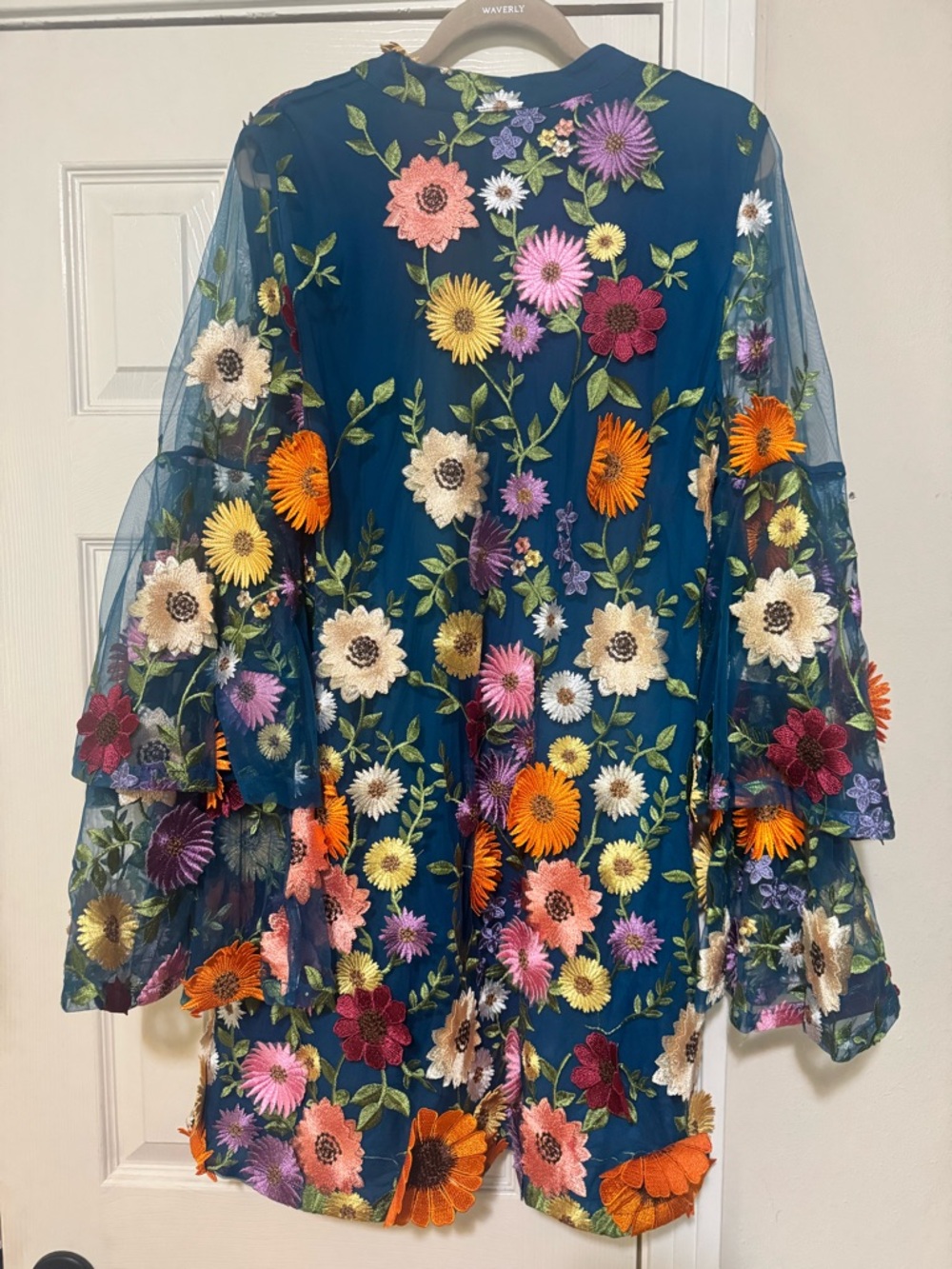Buddy Love Navy Floral Embroidered Party Dress with Multicolor Blooms - Picture 3 of 3